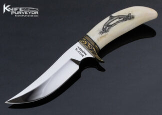 Gil Hibben Custom Knife Peter Mayac Scrimshawed Mammoth Tusk "Artic Winter Games Fixed Blade" 14170