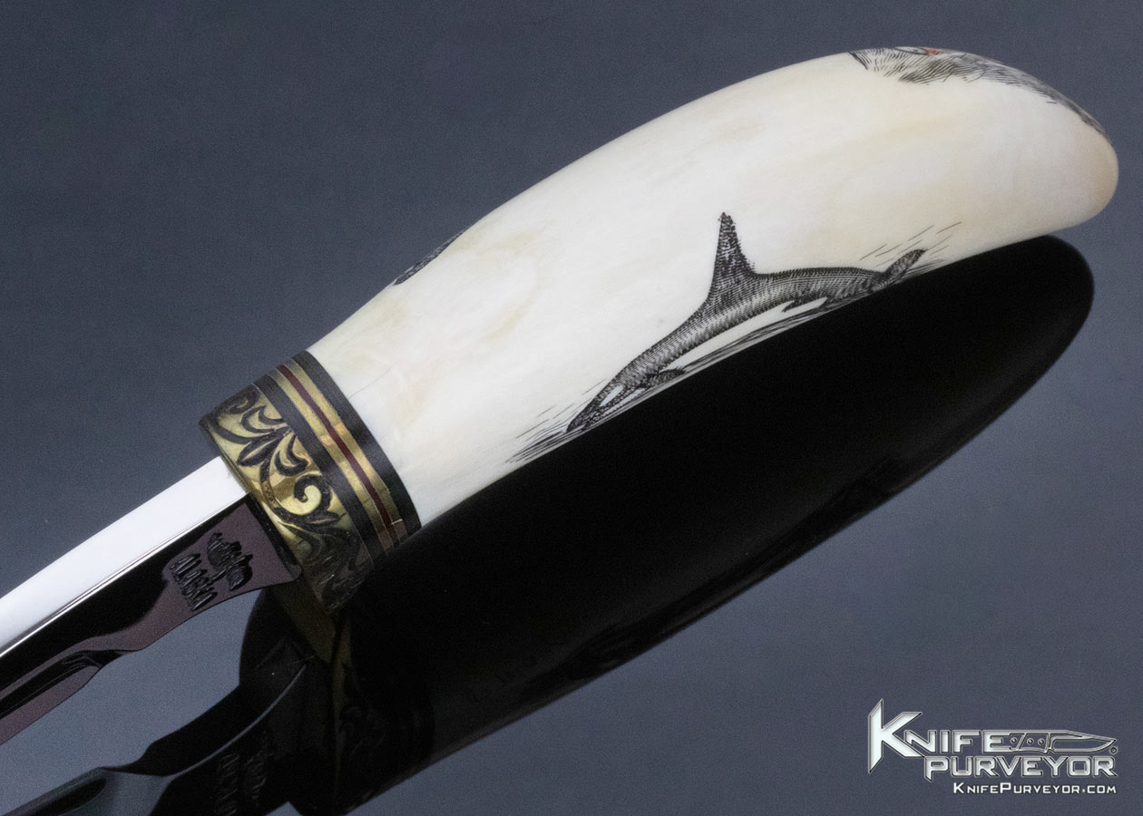 Gil Hibben Custom Knife Peter Mayac Scrimshawed Mammoth Tusk "Artic Winter Games Fixed Blade" - Image 4