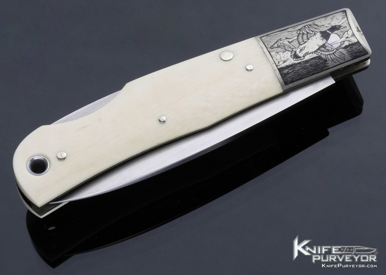 Jess Horn Custom Knife Mammoth Lockback Engraved by Michael Collins - Image 5
