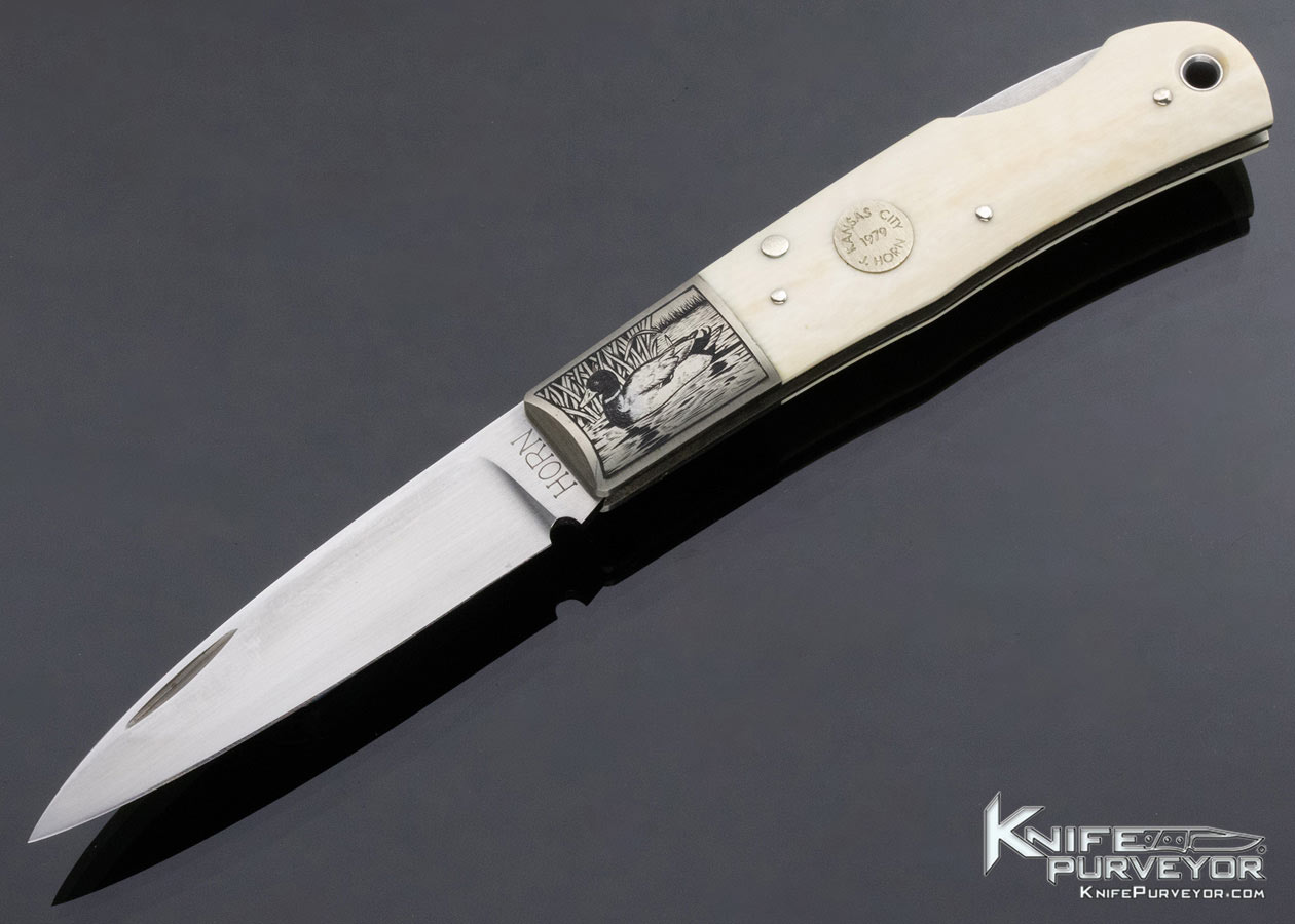 Jess Horn Custom Knife Mammoth Lockback Engraved by Michael Collins 13911
