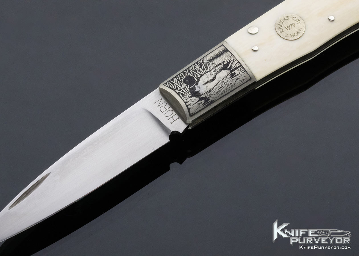 Jess Horn Custom Knife Mammoth Lockback Engraved by Michael Collins - Image 2