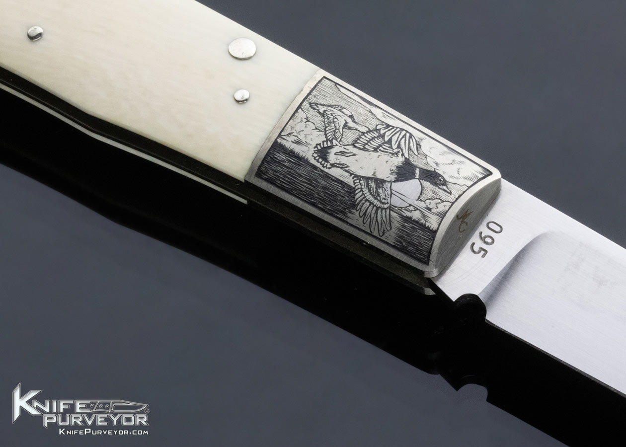 Jess Horn Custom Knife Mammoth Lockback Engraved by Michael Collins - Image 4