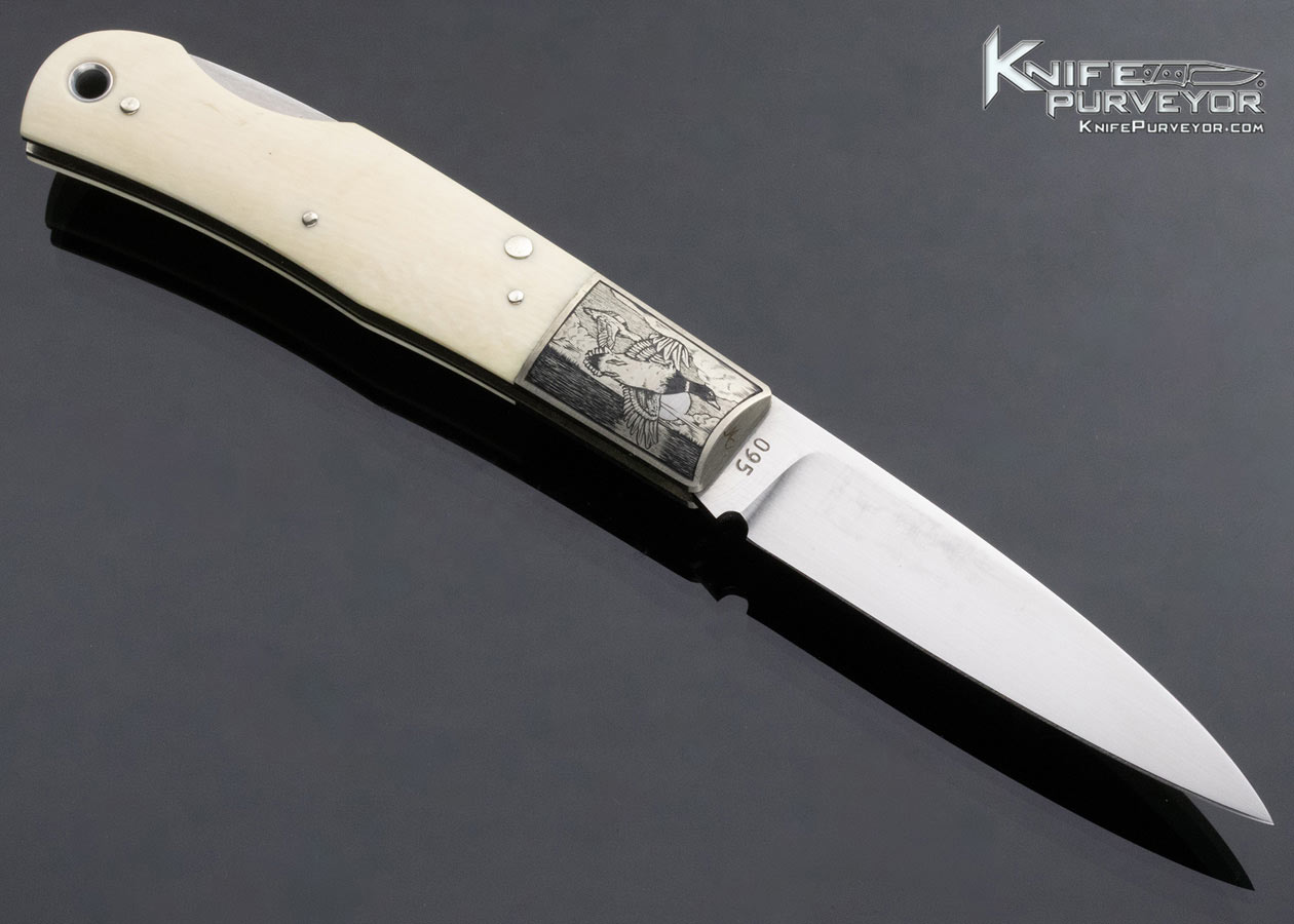 Jess Horn Custom Knife Mammoth Lockback Engraved by Michael Collins - Image 3