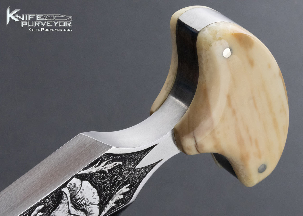 Jim Sornbeger Custom Knife Carved & Engraved Mammoth Push Dagger 13828