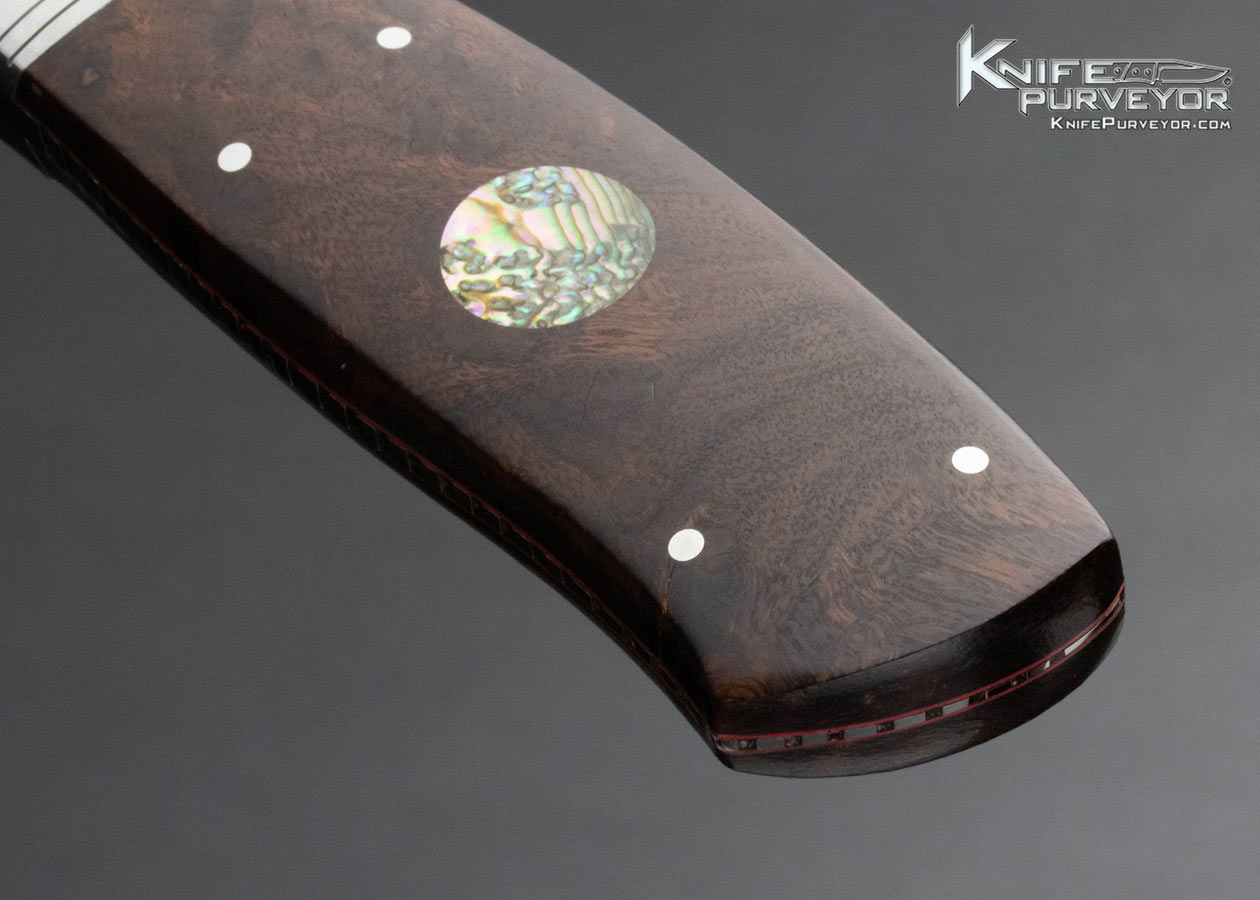 L.L Jones Custom Knife Desert Ironwood with Abalone Inlaid Fighter With Sheath - Image 2