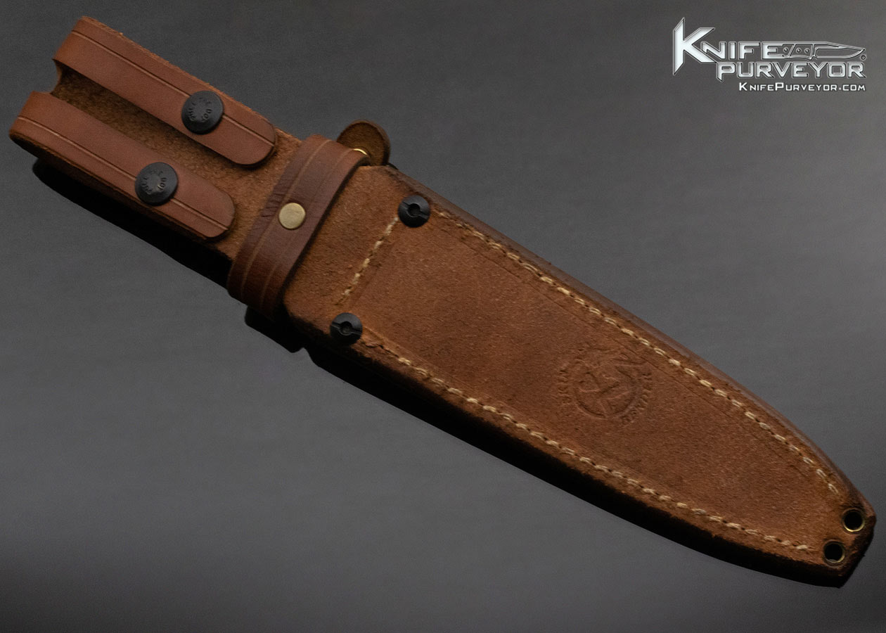 Matt Martin Custom Knife Vehement Knives Black Stacked Leather 3V Fighter with Sheath