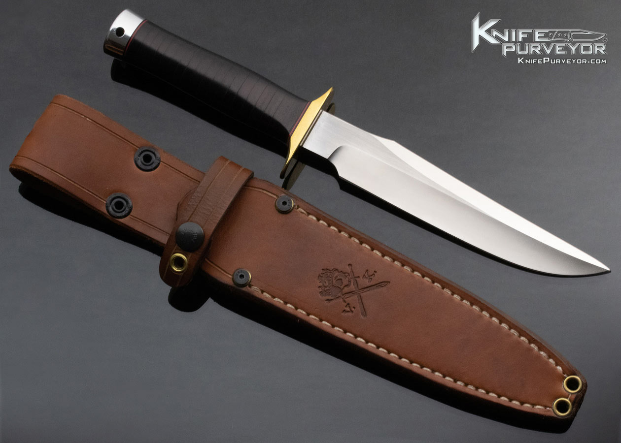 Matt Martin Custom Knife Vehement Knives Black Stacked Leather 3V Fighter with Sheath - Image 4