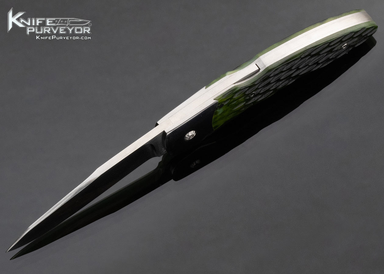 Murray Sterling Custom Knife Green Jigged Bone Lockback Release Automatic - Image 6