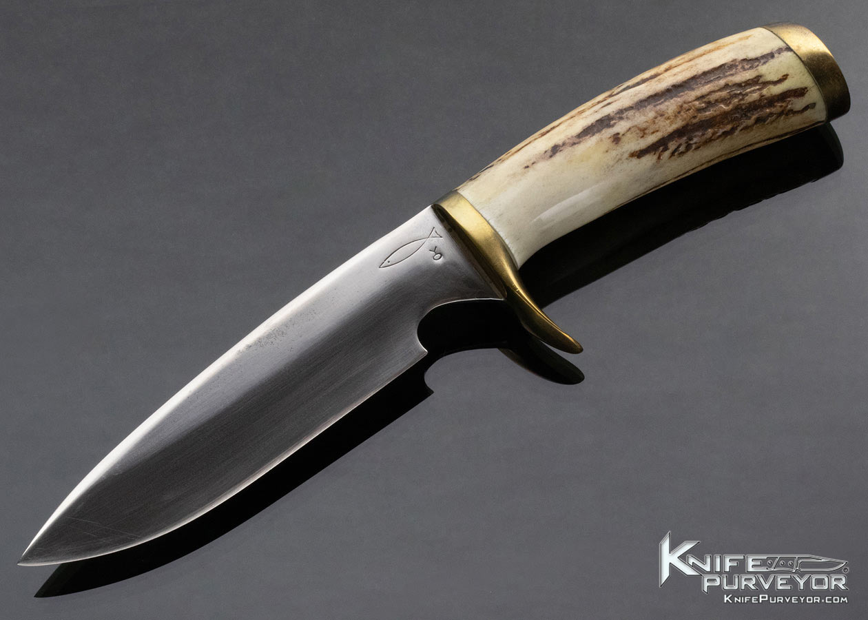 Clyde Fischer Custom Knife Stag and Brass Forged Hunter No Sheath