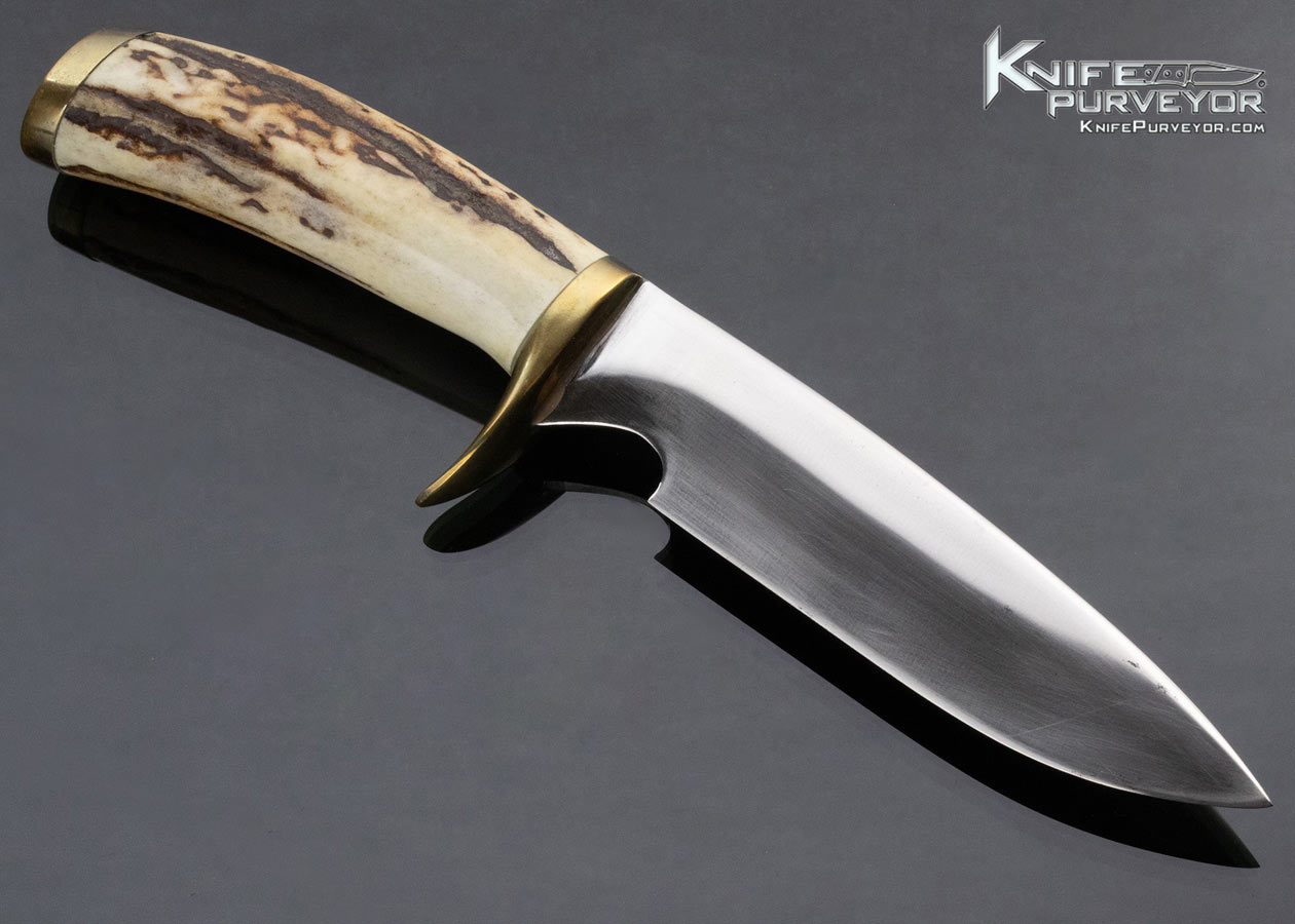 Clyde Fischer Custom Knife Stag and Brass Forged Hunter No Sheath - Image 3
