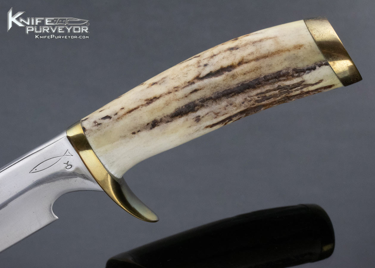 Clyde Fischer Custom Knife Stag and Brass Forged Hunter No Sheath - Image 7