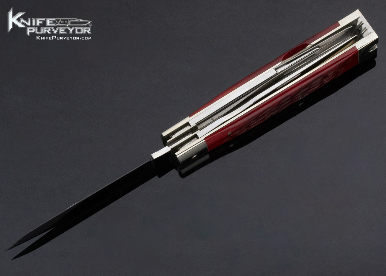 Robert Enders Custom Knife Jigged Bone 3 Blade Dr's Knife Slipjoint with Toothpick and Tweezers 14160