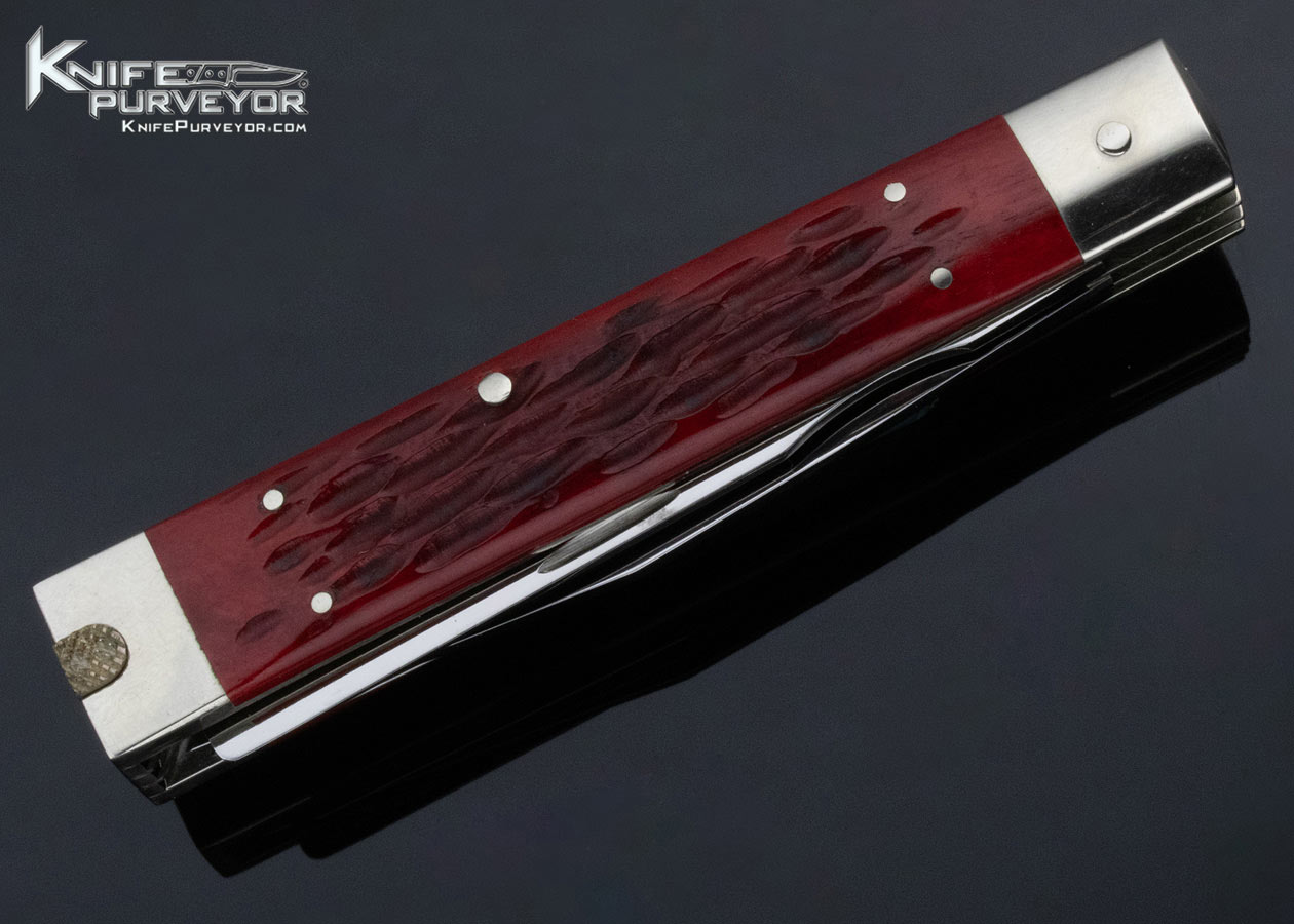 Robert Enders Custom Knife Jigged Bone 3 Blade Dr's Knife Slipjoint with Toothpick and Tweezers - Image 4