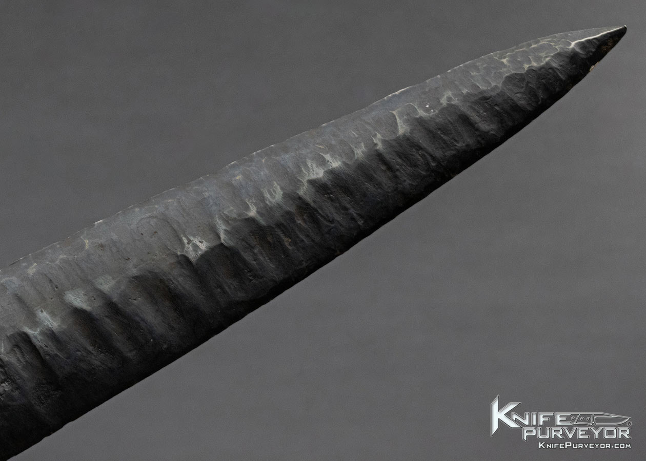 Ron Frazier Custom Knife Tribal Dagger with Carved Wood Scabbard with Abalone Inlays - Image 6