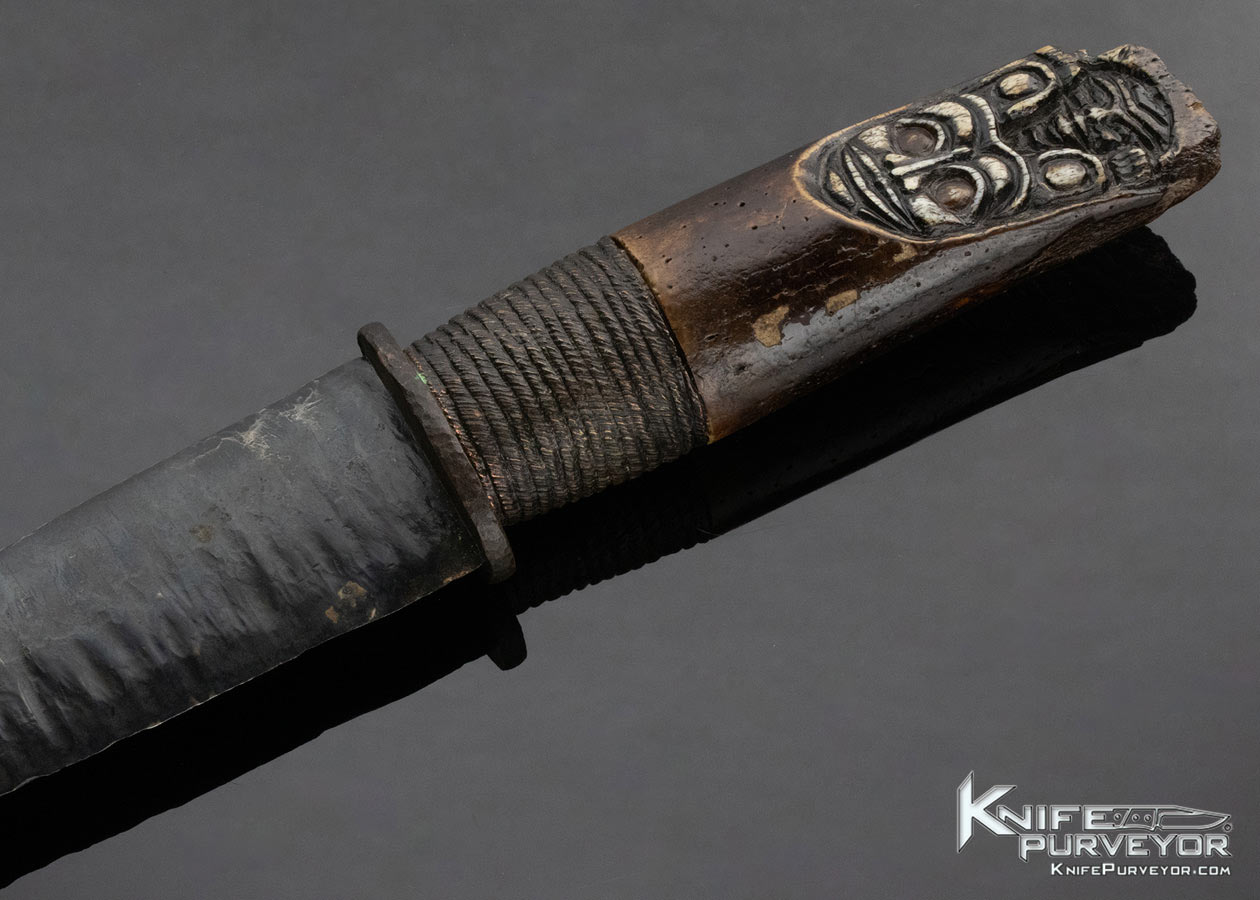 Ron Frazier Custom Knife Tribal Knife with Carved Scabbard 13848