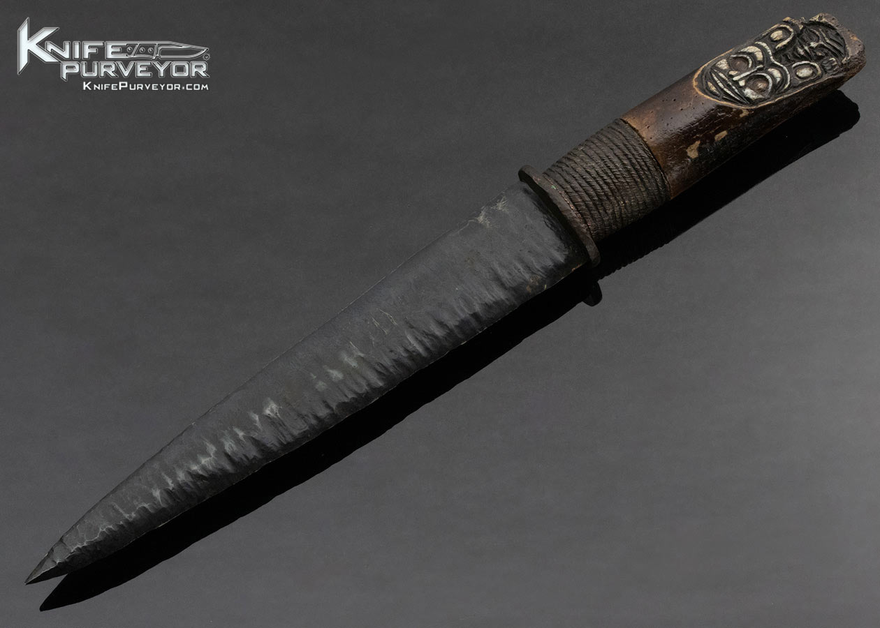 Ron Frazier Custom Knife Tribal Knife with Carved Scabbard 13848