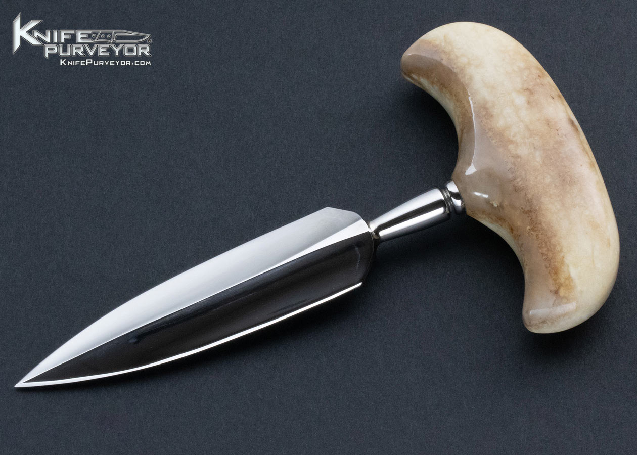 Sid Birt Custom Knife Fossilized Walrus Push Dagger with Engraved