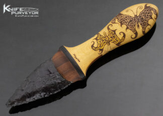 Tom Sterling and Dr. J.P. Higgins Custom Knife Holly, Ebony, and Bolivian Rosewood "Celtic Butterfly" Obsidian Dagger 13228