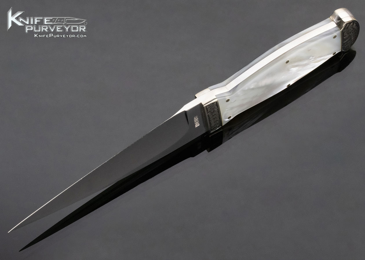 Tim Britton Custom knife Engraved Pearl "Skee n Doo" 13974