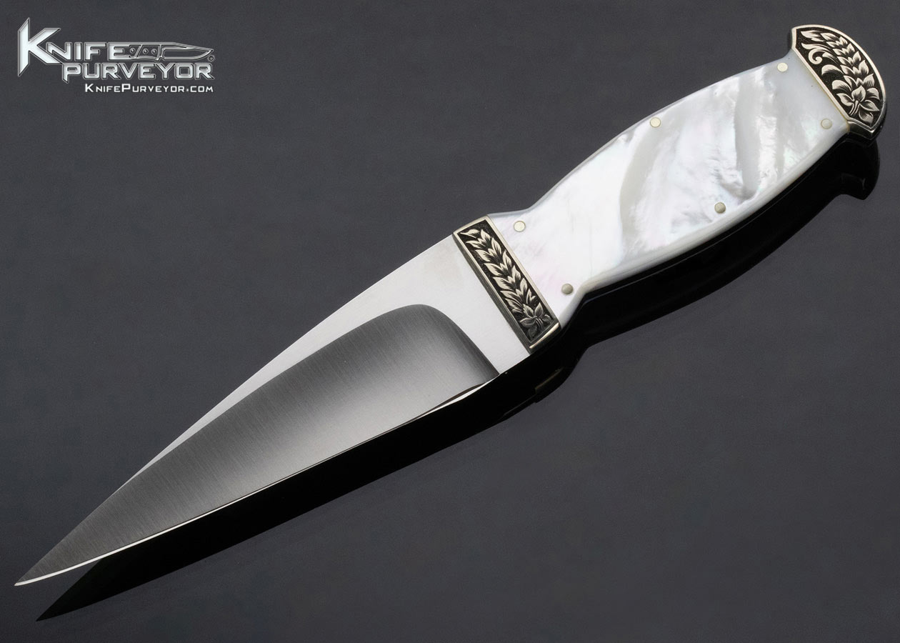 Tim Britton Custom knife Engraved Pearl "Skee n Doo" 13974
