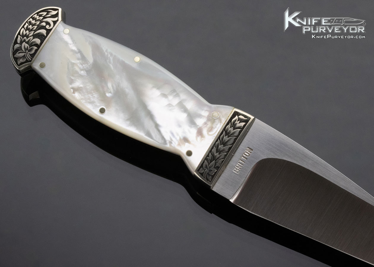 Tim Britton Custom Knife Michael Collins Engraved Pearl "Skee n Doo" - Image 4