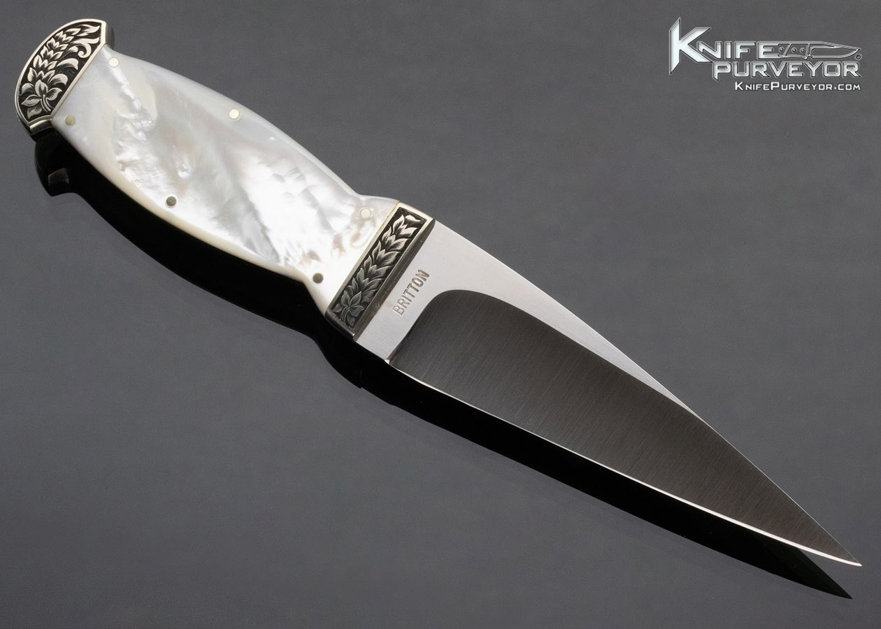 Tim Britton Custom Knife Michael Collins Engraved Pearl "Skee n Doo" - Image 3