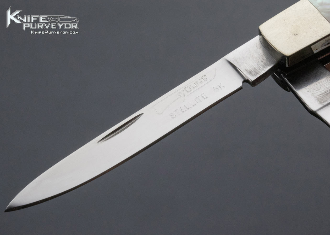 George Young Custom Knife Stellite 6k 2 Blade Dr's Knife Pearl Slipjoint - Image 5