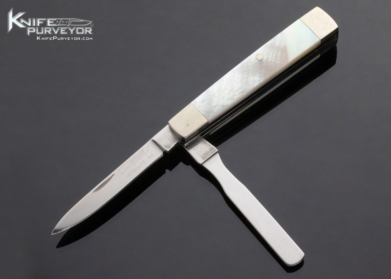 Young Stellite 6k Custom Knife 2 Blade Pearl Slipjoint 14150