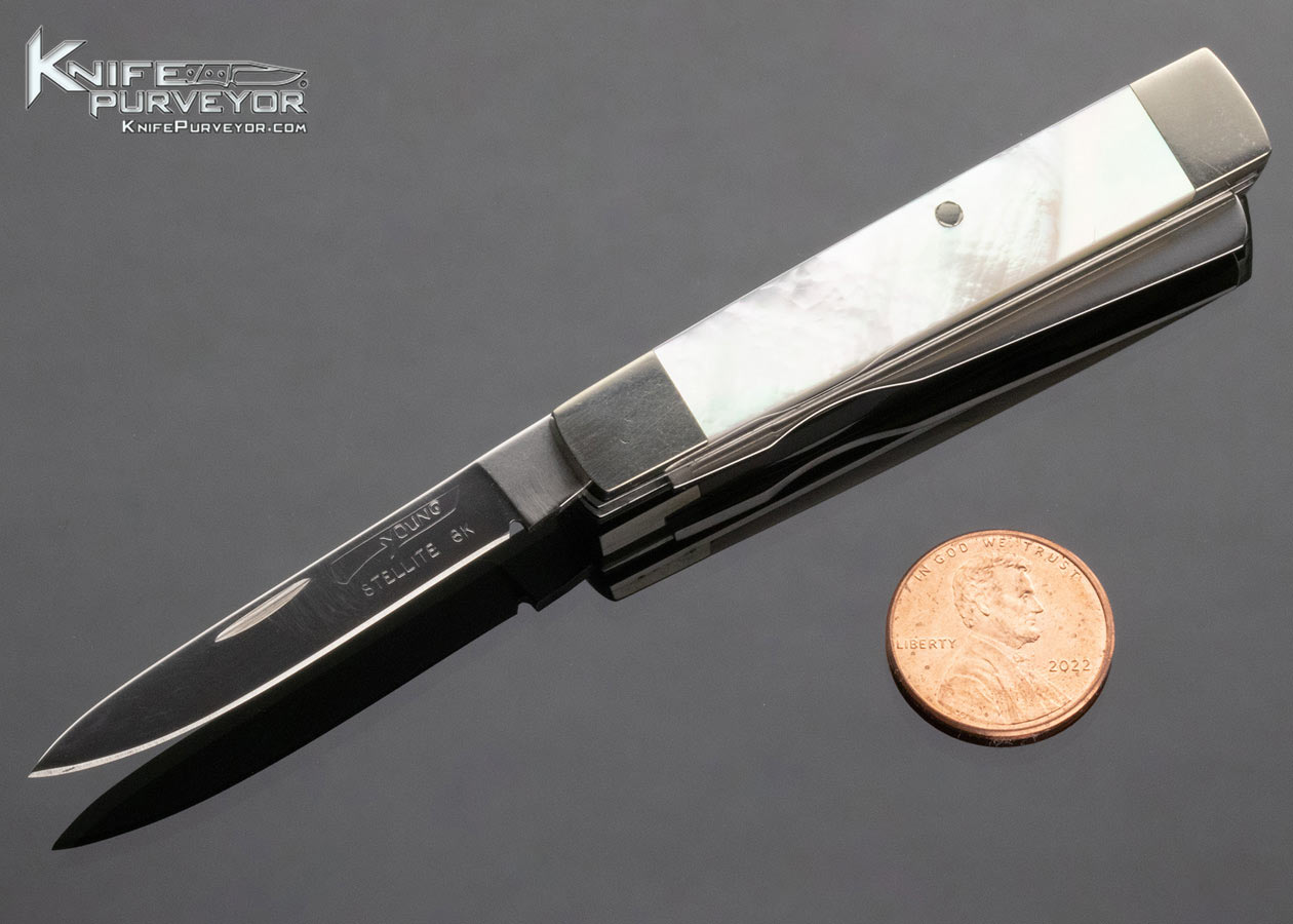 George Young Custom Knife Stellite 6k 2 Blade Dr's Knife Pearl Slipjoint - Image 2