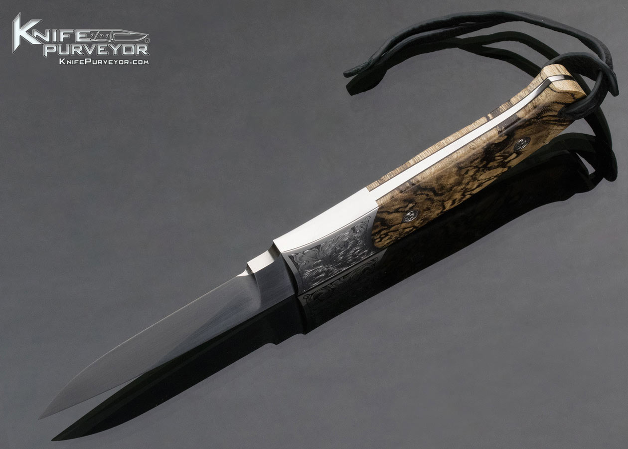Bill Ankrom Custom Knife Gil Rudolph Engraved Spalted Hackberry Burl Hunter - Image 6