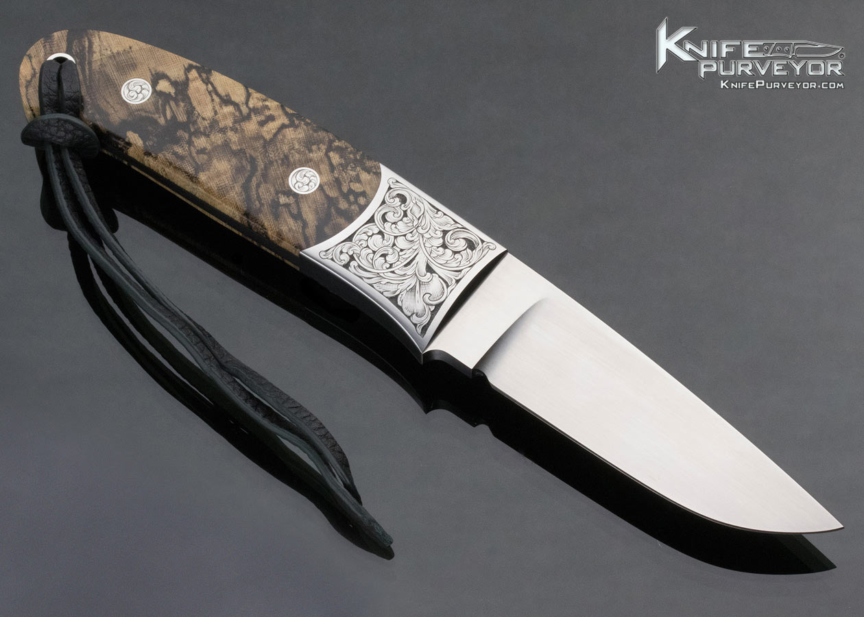 Bill Ankrom Custom Knife Gil Rudolph Engraved Spalted Hackberry Burl Hunter - Image 3