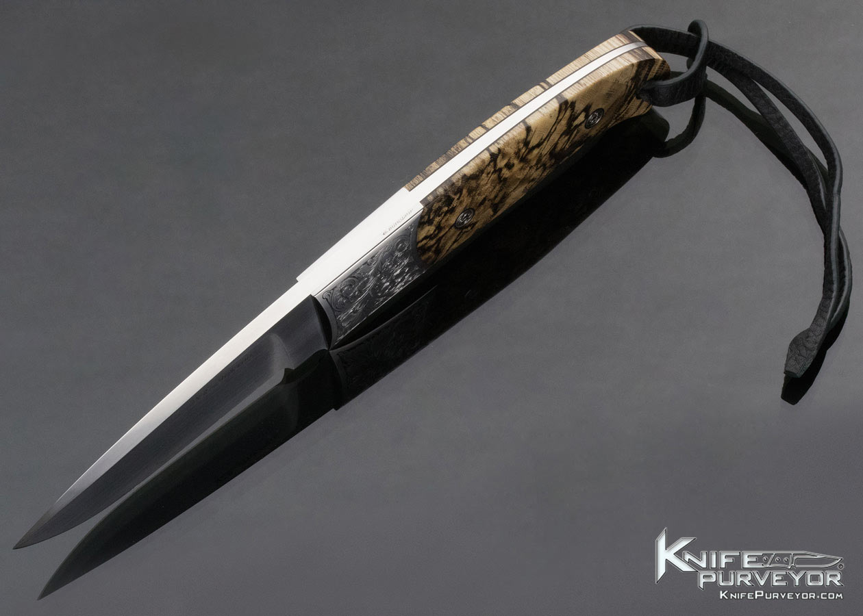 Bill Ankrom Custom Knife Gil Rudolph Engraved Spalted Hackberry Burl Hunter - Image 7