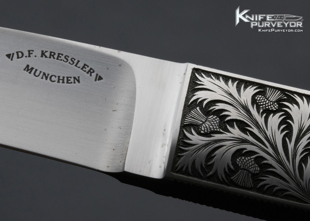 Dietmar Kressler Custom Knife Rolf Peters Engraved Stag Utility Knife - Image 4