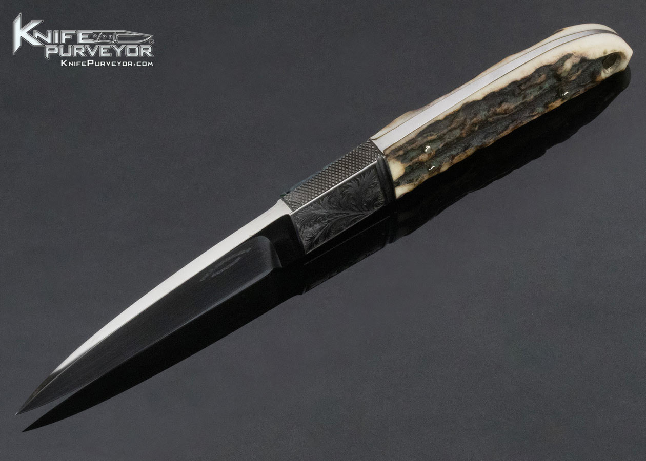 Dietmar Kressler Custom Knife Rolf Peters Engraved Stag Utility Knife - Image 8