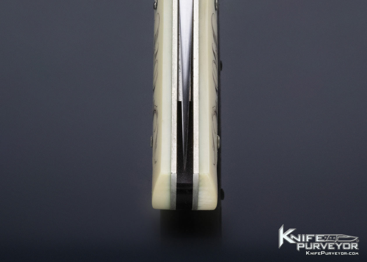 Jess Horn Custom Knife Mammoth "Baby Horn" Lockback Engraved & Scrimshawed By Steve Lindsay - Image 8
