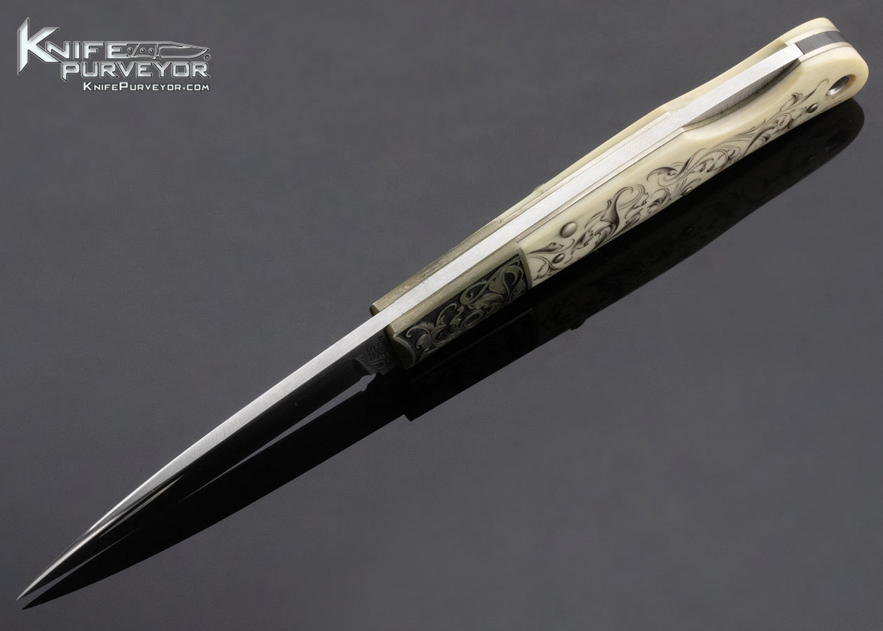 Jess Horn Custom Knife Mammoth "Baby Horn" Lockback Engraved & Scrimshawed By Steve Lindsay - Image 7