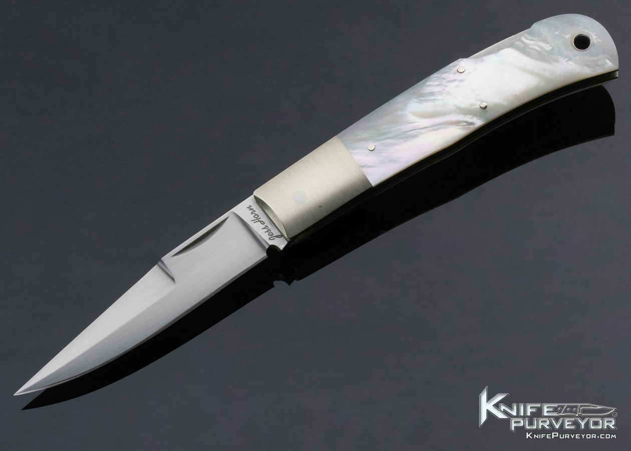 Jess Horn Custom Knife Mother of Pearl Lockback Boot Knife 14338