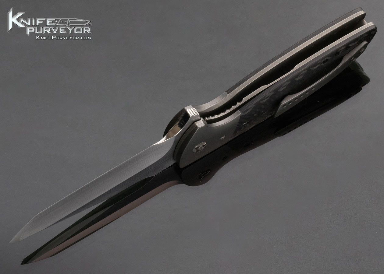 Peter Carey Custom Knife Custom Deluxe Cayman Flipper Zirconium Bolster & Clip 14306