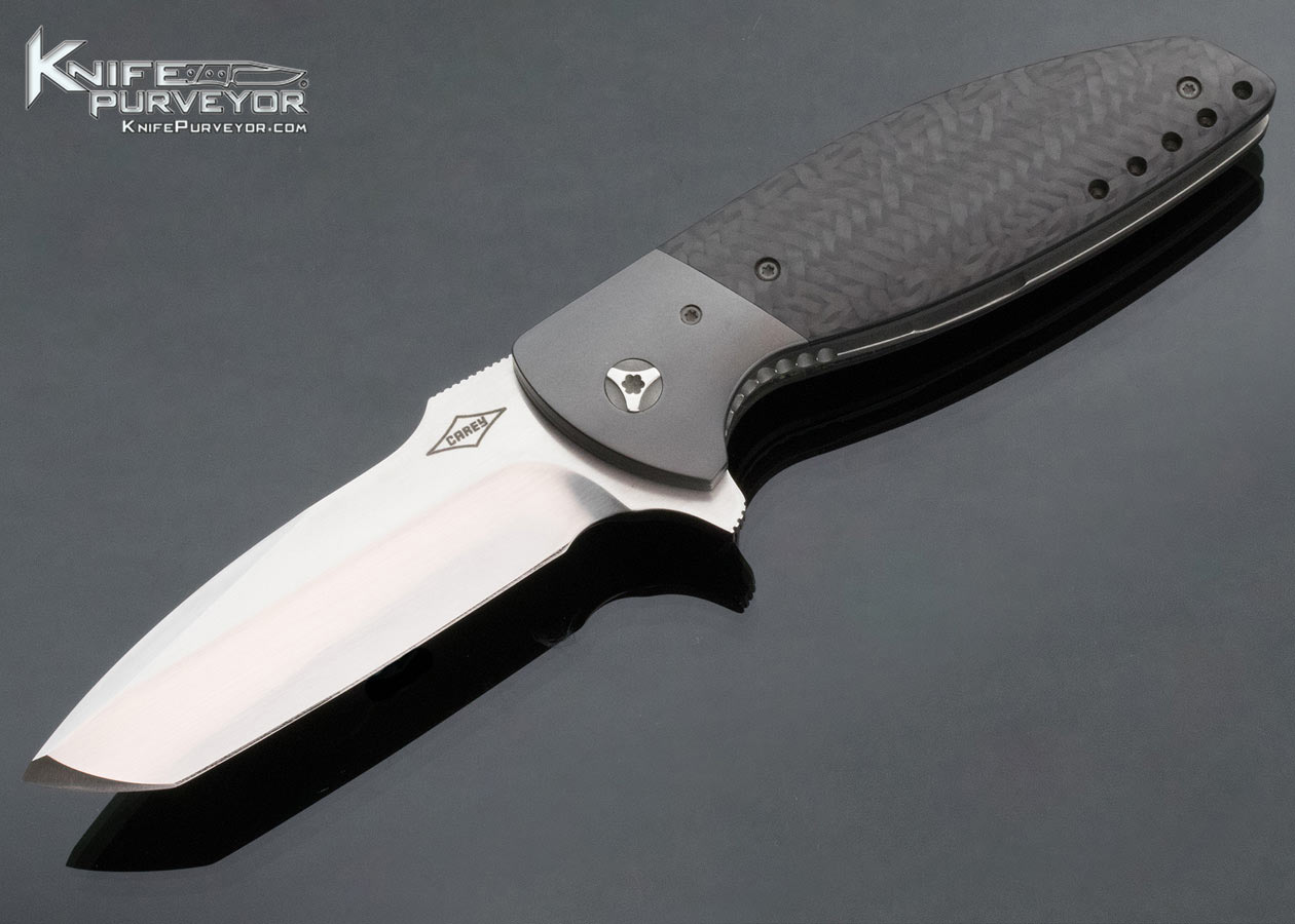 Peter Carey Custom Knife Custom Deluxe Cayman Flipper Zirconium Bolster & Clip 14306