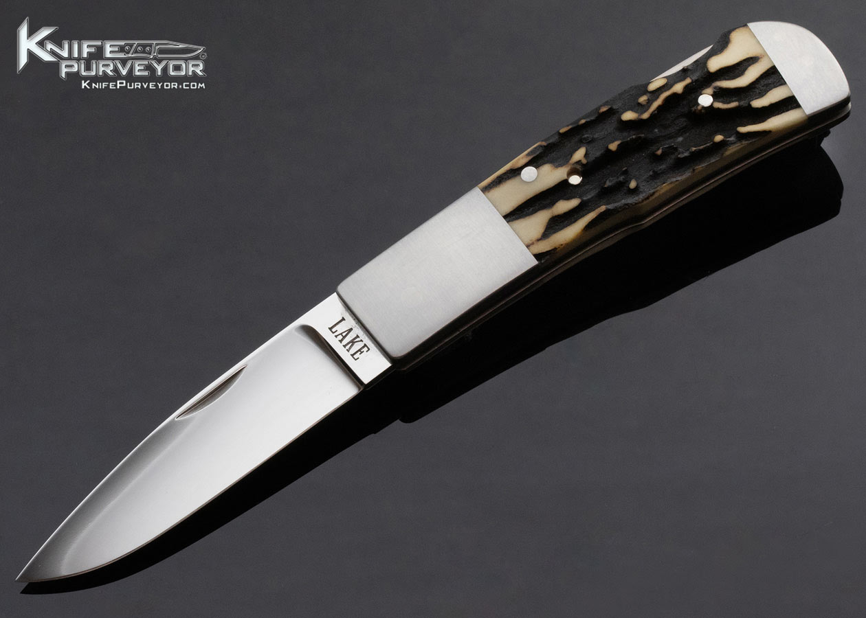Ron Lake Custom Knife Stag Double Bolstered Lockback 14387