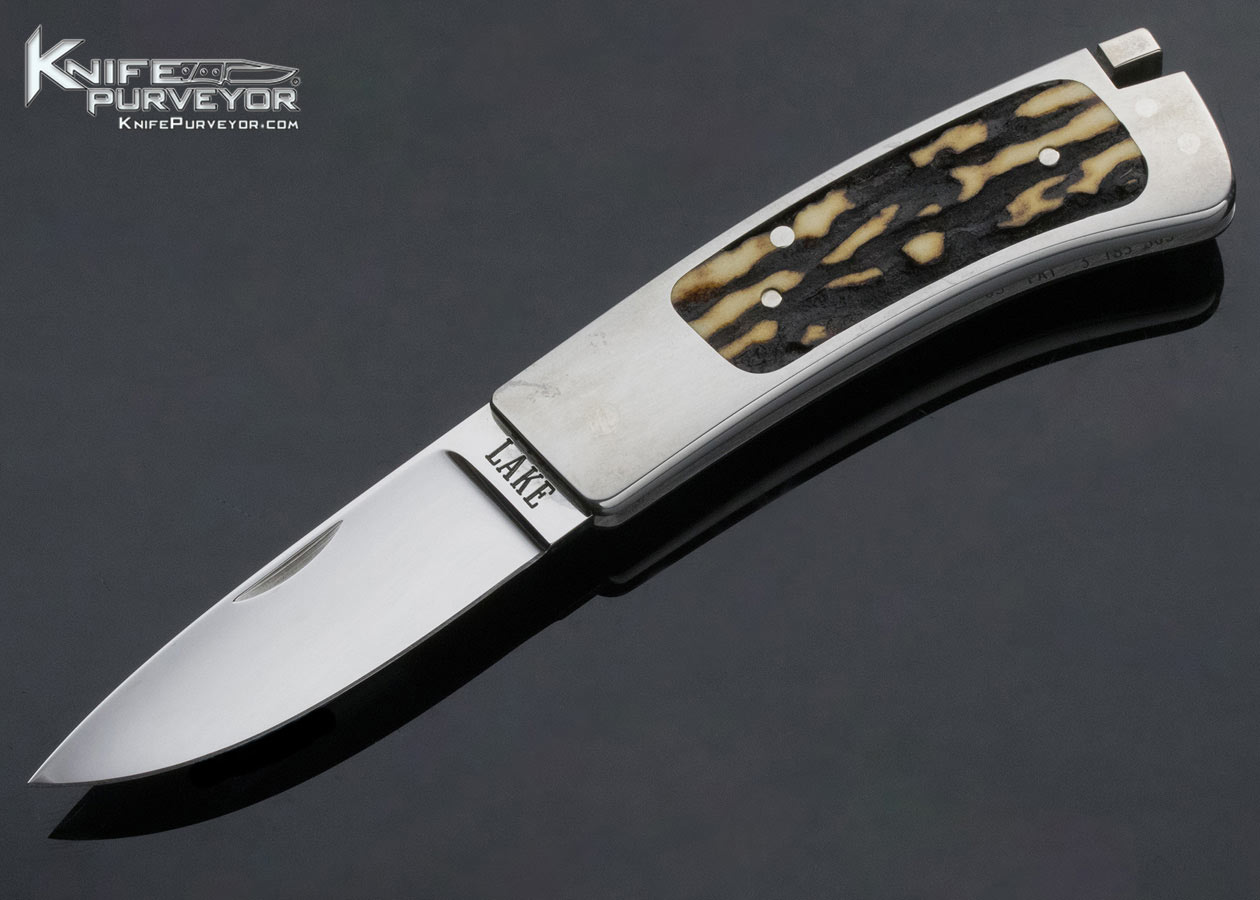 Ron Lake Custom Knife Stag Interframe Tail Lock 14386