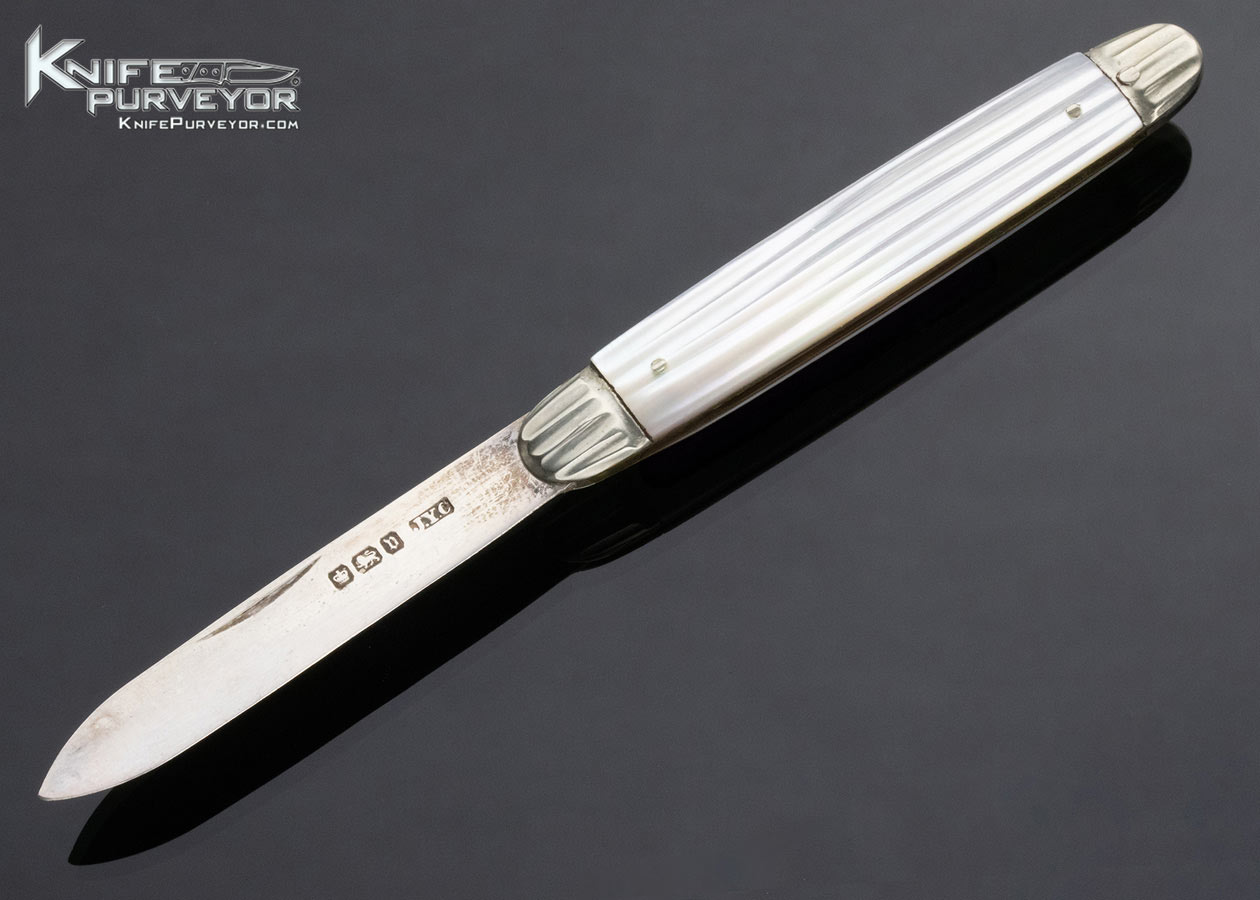 Sheffield Silver and Fluted Pearl Scale Fruit Knife 14279