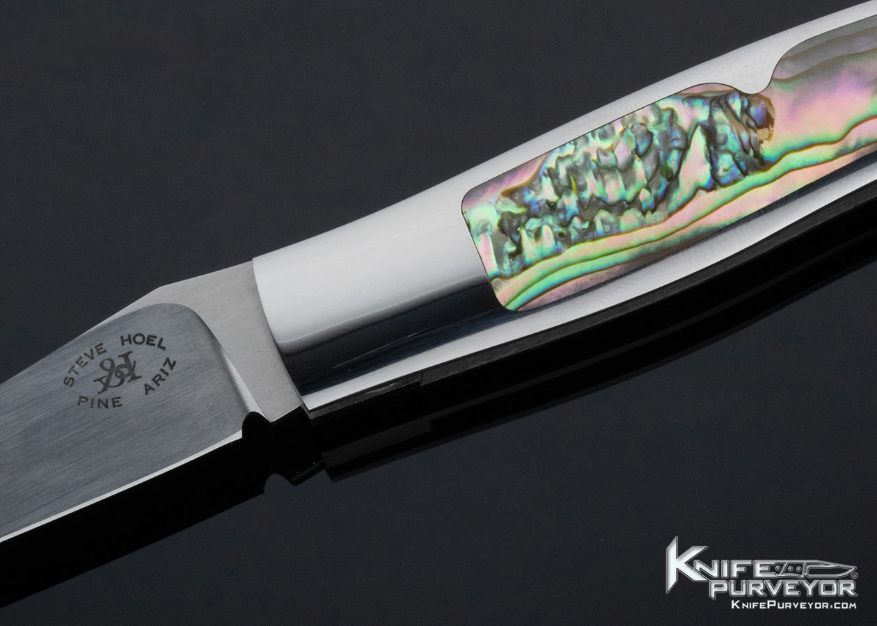 Steve Hoel Custom Knife Abalone Interframe 2 Blade Slipjoint - Image 2