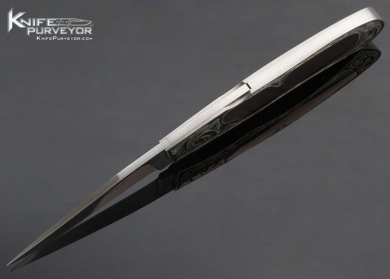 Tim Herman Custom Knife Sole Authorship Engraved Blacklip Pearl Interframe Lockback - Image 6