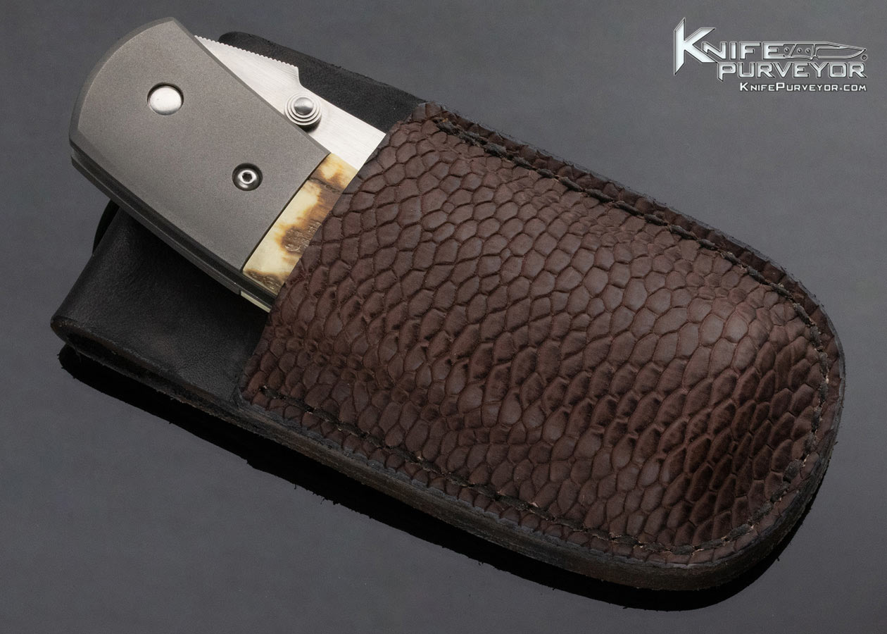 Filip DeLeeuw Deviant Blades One Off Custom Knife Curly Mammoth Linerlock with Wood Display Box - Image 10