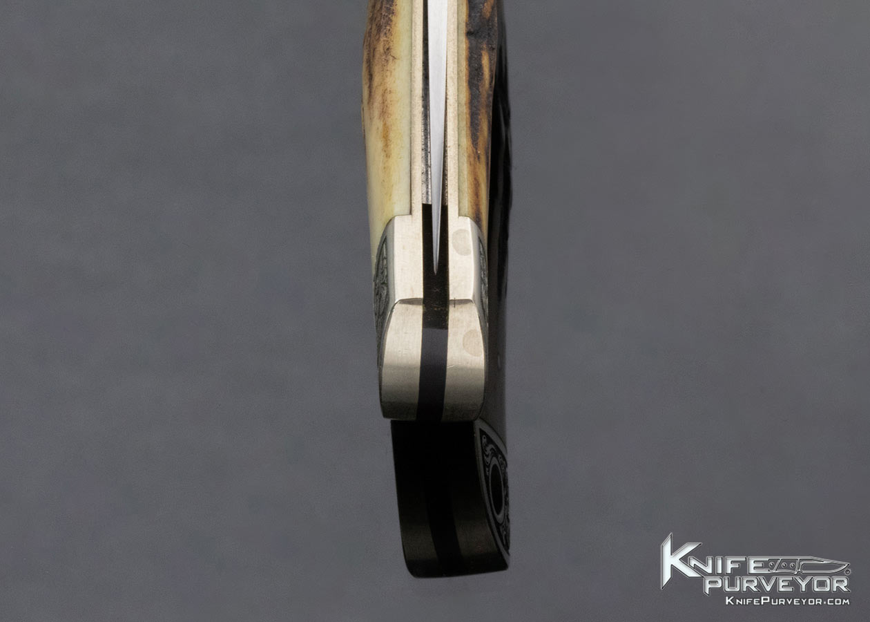 Frank Centofante Custom Knife Bob Loveless Design Stag Lockback Engraved by Bruce Shaw - Image 9