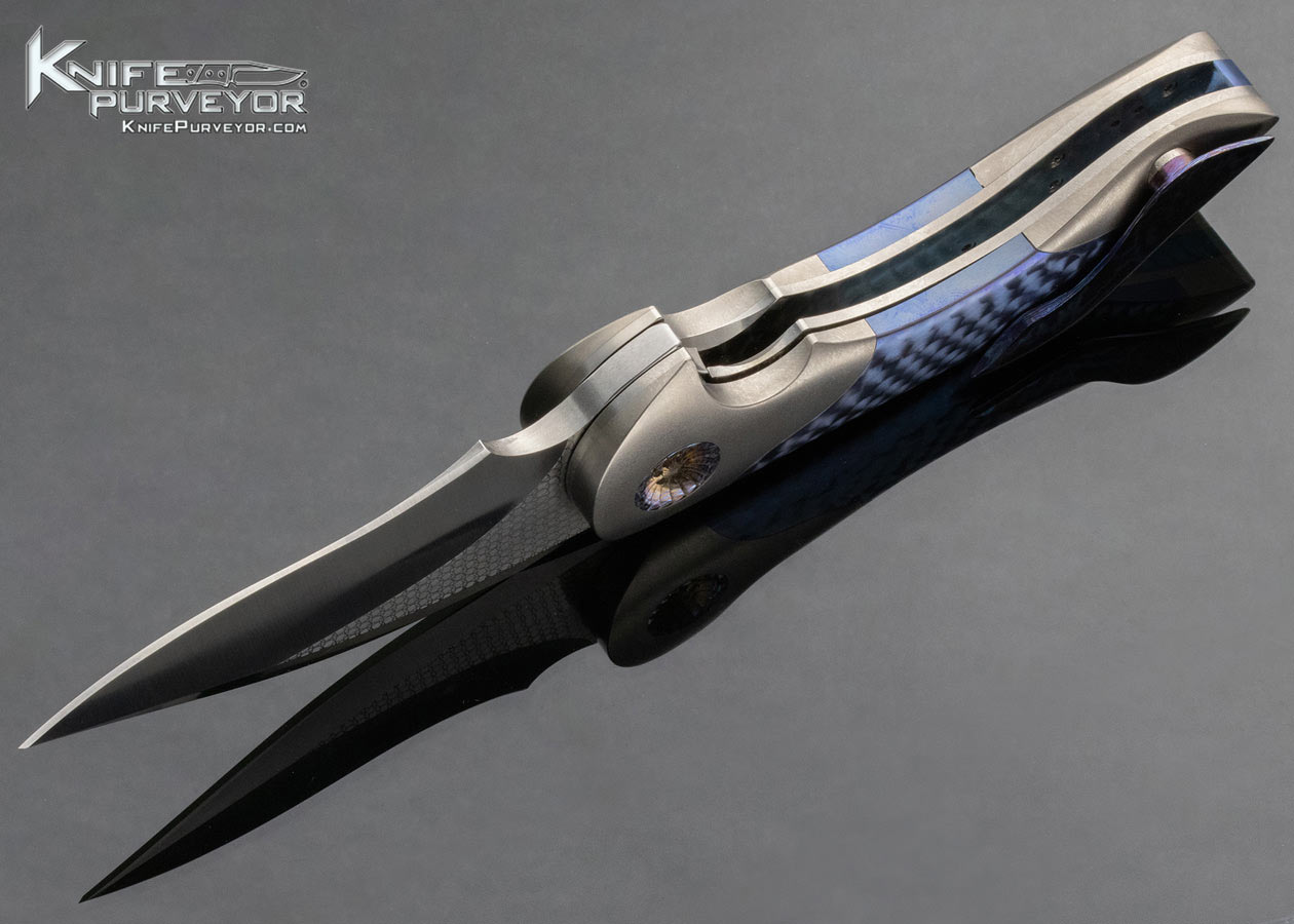 Glenn Are Hovin Custom Knife Blue Scale Carbon Fiber Linerlock 14511