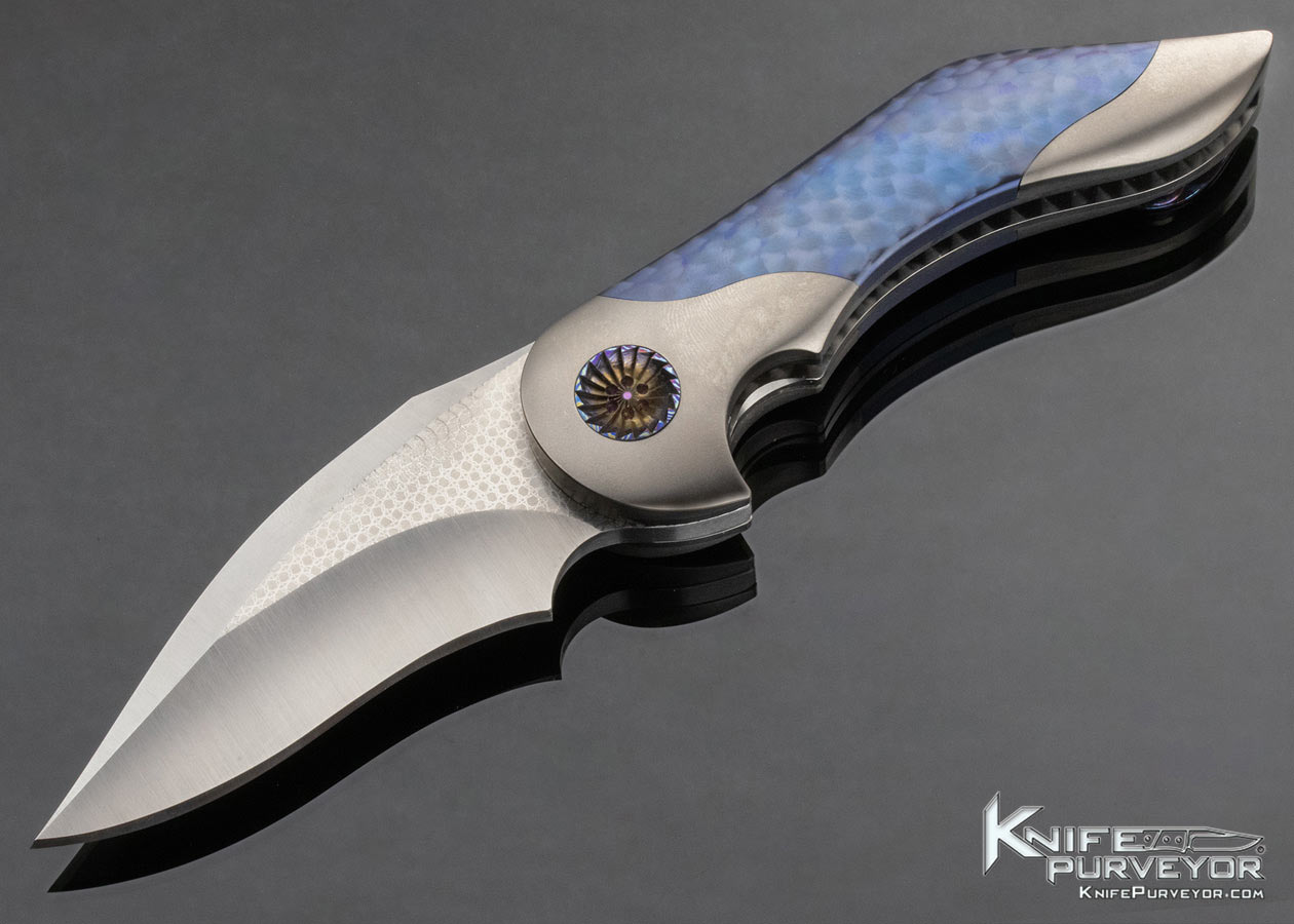 Glenn Are Hovin Custom Knife Blue Scale Carbon Fiber Linerlock 14511