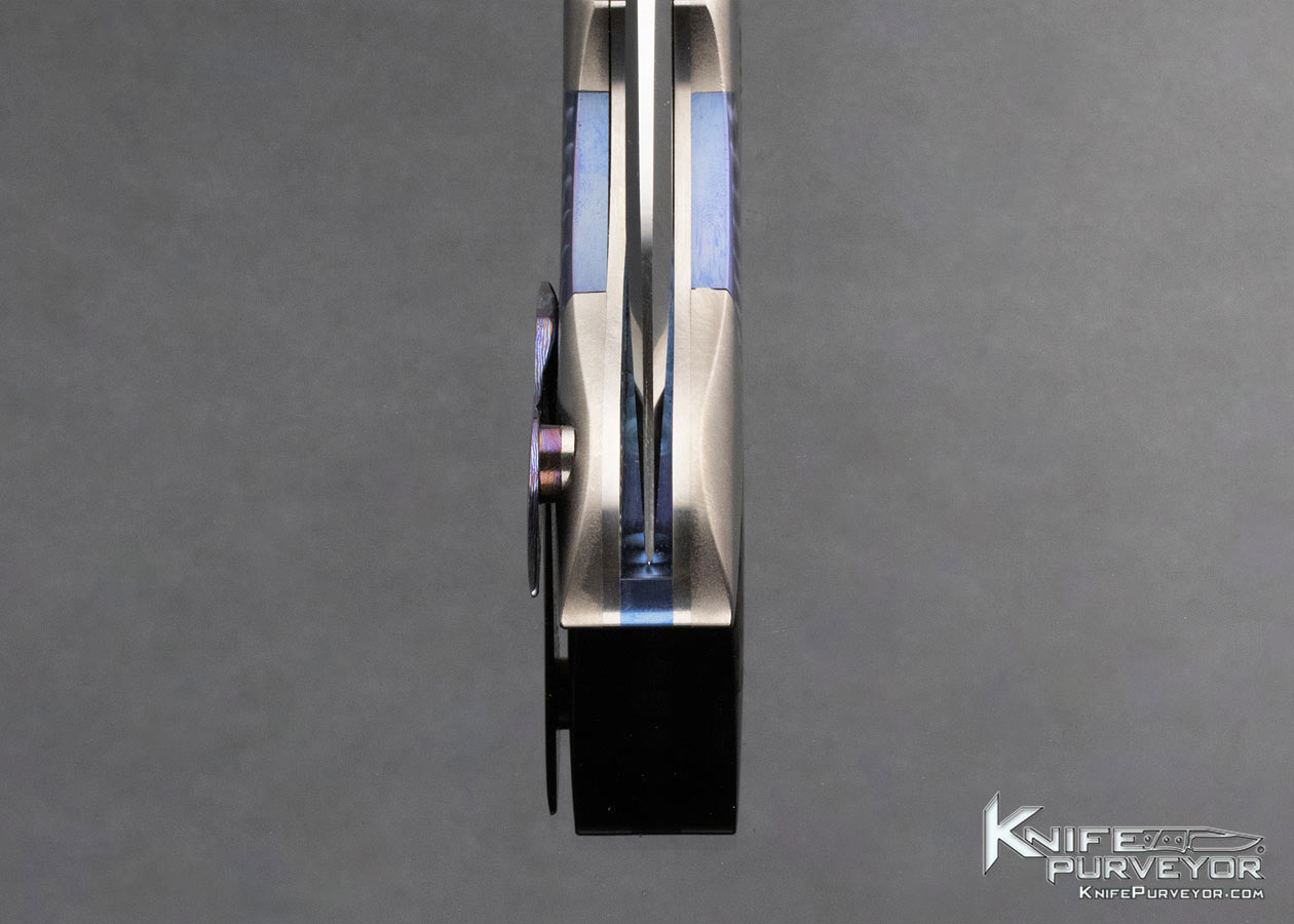 Glenn Are Hovin Custom Knife Blue Anodized Textured Titanium Framelock Foniks - Image 9
