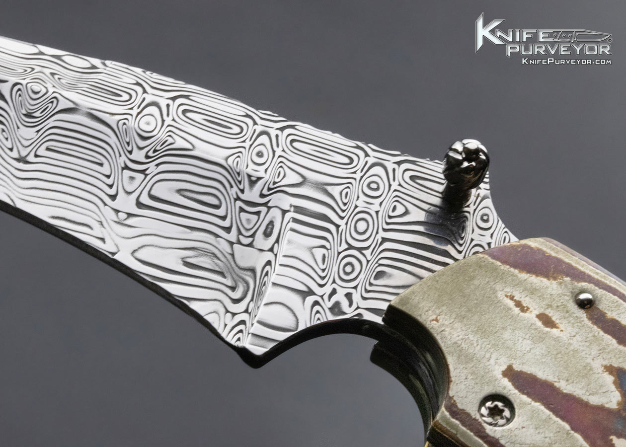 JD Van Deventer Custom Knife Damasteel and South Sea Goldlip Pearl Gents Claw Linerlock - Image 6